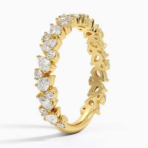 Anillo de Compromiso con Diamante Cultivado en Laboratorio, Corte Pera de Forma Mixta, Oro de 10K, Certificado IGI para Mujer, Anillo de Eternidad Chapado en Rodio - Product Image 4