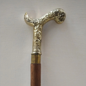 Canne de marche pliante vintage en bois avec poignée en laiton, réglable en 3 sections, pour la randonnée en extérieur, Imperial Brass Store, logo personnalisé - Product Image 3