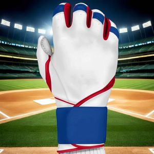 <b>Navy</b> Blue Light Blue Leather Batting Glove Ambidextrous Padded Comfortable Hook and Loop Closure for Training Unisex Adult - Product Image 2