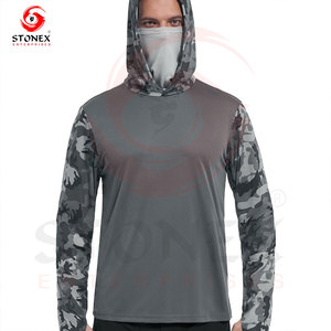 เสื้อฮู้ดดี้ลายพรางสำหรับผู้ชาย ป้องกันรังสียูวี UPF 50+ แห้งเร็ว ระบายอากาศได้ดี เหมาะสำหรับกิจกรรมกลางแจ้ง พร้อมหน้ากากปิดจมูก - Product Image 4
