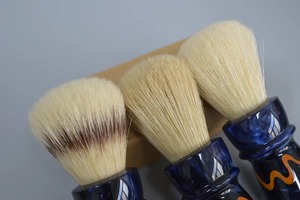 Blue Ceramic Handle Shaving <b>Brush</b> Set With Orange <b>Wave</b> Design Three Piece EmberTwist shaving <b>brush</b> Used beauty care <b>brush</b> - Product Image 4
