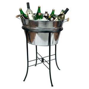 Cubo de hielo de metal galvanizado para bebidas, ideal para fiestas, bañera grande para vino para exteriores, enfriador de bebidas con asas, cubo de hielo metálico. - Product Image 4