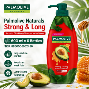 Champú Palmolive Naturals Fuerte y Duradero con Aceite de Aguacate y Miel 600ml |   2 en 1 para Cabello Débil - Product Image 1