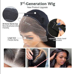 Perruque Courte Bob Cheveux Humains Vierge Prête à Expédier, Perruques Bob Courtes Ondulées Vierge Transparentes Sans Colle Pour Femmes Noires - Product Image 5