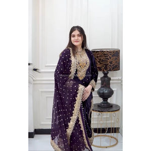 ชุดปาร์ตี้ใหม่ออกแบบผ้ากำมะหยี่วิสคอสดูปัตต้าด้านบนและด้านล่างมีลายปักด้วยงานเย็บปักถักร้อยที่หนักหน่วง - Product Image 1