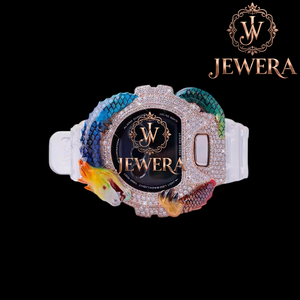 Reloj de Diamantes de Imitación de Caucho Blanco Moissanite de Excelente Calidad para Uso Casual, Fiestas y Moda de Alta Gama Disponible al Mejor Precio - Product Image 1