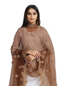 Dupatta de Tela de Red con Hermosos Diseños Indios, Bordado Elegante, para Bodas, Uso Casual, Tradicional, para Mujeres y Niñas - Product Image 3