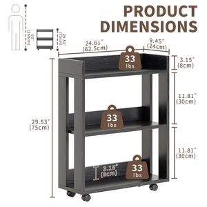 Giá sách mỏng nhỏ với bánh xe con lăn tự lắp ráp gỗ nhỏ kệ sách và Tủ sách cho Thư Viện gia đình - Product Image 2