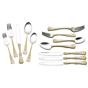 Vintage <b>Gold</b> Plated Dinner Spoon Set Mirror Polish Long Handle Durable Metal <b>Cutlery</b> for Wedding Occasion - Product Image 4