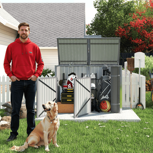 Contenedor de Basura Metálico para Exteriores con Capacidad de 54 Pies Cúbicos, Almacena 2 Contenedores de Basura Galvanizados de Acero Inoxidable - Product Image 6