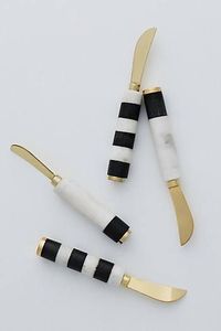 The Handmade Collection Gold Stainless Steel Cheese Knife Set Resin Handle Dishwasher <b>Microwave</b> Oven Safe Durable Cheese Tools - Product Image 3