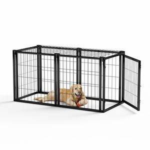 Cuccia per Cani Nera a Tinta Unita 120 cm, Gabbia per Animali Domestici da Interno, Box per Cuccioli con Tetto per Cani di Piccola e Media Taglia 56x61x61 cm - Product Image 6