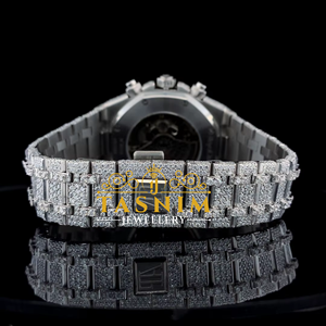 Reloj de Hombre de Moda, Estilo Deportivo, con Cristales de Cuarzo VVS, Acero Inoxidable, Edición Limitada, Movimiento ETA, Oro Blanco - Product Image 5