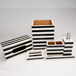 Handmade Collection Bone Luxury Eight-Piece Bathroom Accessories <b>Set</b> Soap Dispenser Napkin Holder Tray Waste Paper - Product Image 3