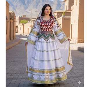 New Designs Sale Women's Afghani Dress Wholesale Fashion Long Embroidered Lace Button Zippers Vintage <b>Patch</b> Design - Product Image 2