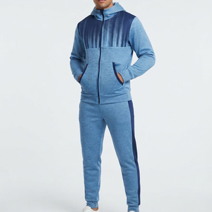 Ensemble de survêtement bleu à capuche pour garçons, personnalisé avec logo, manches longues, fermeture éclair, pantalon décontracté avec poches latérales, motif à pois, collection automne - Product Image 2