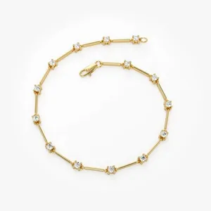 Bracelet Moissanite en argent sterling 925 plaqué or, bijoux minimalistes pour femmes - Product Image 3