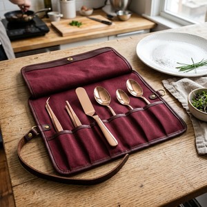 7-Piece Copper Plating <b>Utensil</b> <b>Set</b> with Roll Case for Chef Garnishing and Food Presentation Culinary plating <b>set</b> - Product Image 4