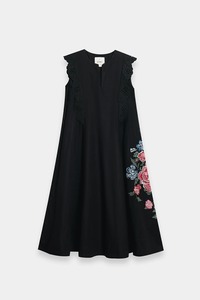 Kurta en coton brodé noir pour femme, robe midi décontractée ethnique, coupe régulière, toutes saisons, style indien pakistanais, élégante - Product Image 4