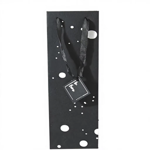 Custom Handmade Cotton Paper Wine Bag With Satin <b>Ribbon</b> Handles Personalized And Matching <b>Gift</b> Tag Art Paper Type - Product Image 1