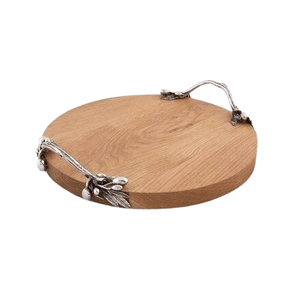 Plateau de service en bois fait main pour le rangement et le service des fruits, avec poignées en métal doré, pour café, thé, collations, décoration de table à manger - Product Image 2