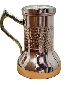 Jarra de agua de cobre puro martillado de 1500 ml con tapa para bebidas, para mayoristas, minoristas y distribuidores globales de productos B2B - Product Image 3
