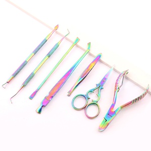 Juego de 10 piezas multicolor de acero inoxidable, herramienta profesional para quitar cutículas de uñas, para mano, antideslizante, fácil de operar - Product Image 4