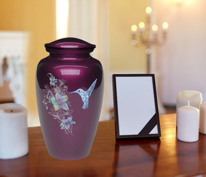 Purple Metal Urn Ashes Cremation Keepsake <b>Vase</b> Decorative <b>Memorial</b> Container Adult Burial Remembrance Gift - Product Image 3
