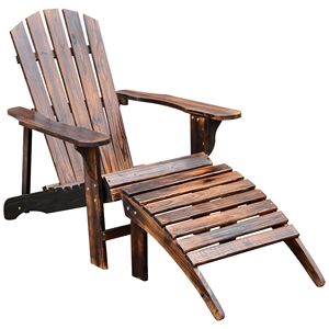 Sedia Adirondack con Poggiapiedi, Comoda Sedia Pieghevole in Resina Effetto Legno per Giardino e Terrazza - Product Image 1