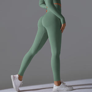 Leggings de yoga sans couture taille haute pour femme, effet push-up, contrôle du ventre, extensibles, longueur cheville, en Spandex/Nylon écologique, pour le fitness - Product Image 4