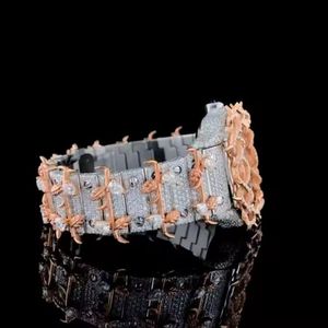Splendid Men's Luxury Square <b>Case</b> Analog Quartz <b>Watch</b> Moissanite Silver Roman Numerals Hidden Clasp 28mm Sapphire Crystal ETA - Product Image 3