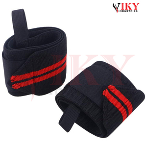 Bandes de soutien pour poignets à rayures rouges pour l'entraînement de force, bandages élastiques réglables avec boucle pour le pouce, pour la musculation et les exercices de force - Product Image 2