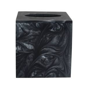 Caja de pañuelos de resina negra de lujo, cubierta decorativa cuadrada para pañuelos, diseño moderno de remolino de mármol, para uso en el hogar, baño, oficina, mesa. - Product Image 3