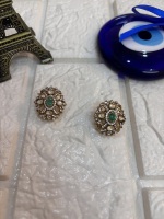 Amaira Jewels SM-161 Hochwertige Vergoldete Luxus Silber Ohrstecker in Ovaler Form für Damen Jubiläums- und Partygeschenke