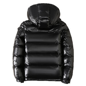 Veste d'hiver courte à capuche pour homme, noire, brillante, matelassée, épaisse, chaude, légère, en duvet, veste de mode pour l'extérieur - Product Image 3