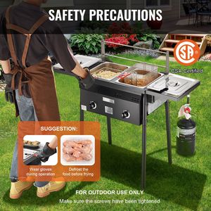 Friggitrice Professionale a Gas Propano per Esterni, Doppio Bruciatore, 16 Qt, in Acciaio Inox, con Cestelli Rimovibili e Coperchi per Cucina all'Aperto - Product Image 3