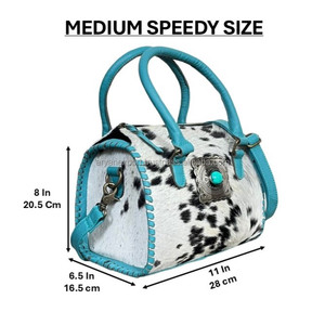 Nouveaux sacs à main pour femmes en cuir de vachette véritable de style western avec accents turquoise, sacs de voyage de taille moyenne à poignée supérieure et bandoulière - Product Image 2