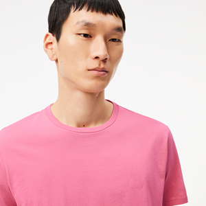 Camiseta de Manga Corta para Hombre, Cuello en V, Color Rosa, Poliéster/Algodón, Corte Regular, Casual, Color Sólido, Lona de 180g, Ecológica, de Secado Rápido - Product Image 5