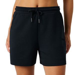Custom Womens <b>Black</b> Fleece Shorts Elastic Waist Drawstring Side <b>Pockets</b> Relaxed Fit Casual Daily Loungewear OEM Wholesale Shorts - Product Image 1