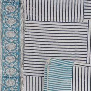 Juego de Sábanas de 3 Piezas, 100% Algodón, Estampado Indio Blanco y Azul, Impresión a Mano, Tamaño King (90x108"), 200 Hilos, Calidad Premium - Product Image 3