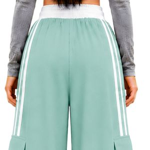 Pantalones Cargo de Pierna Ancha Verde Menta Personalizados para Mujer, Cintura Alta, Cordón Ajustable, Franja Lateral, Corte Holgado, Estilo Urbano - Product Image 6