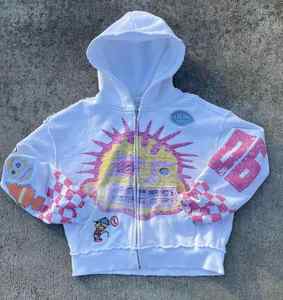 OEM Unisex 600GSM Peso Pesado DTG Impresión Cremallera Sudaderas Personalizado Digital Directo Imprimir Sudadera Vintage Zip up Sudadera con capucha - Product Image 2