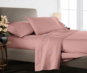 Fabricant indien, ensemble de draps en coton 300TC couleur brun rosé, taille king, 4 pièces, literie douce, respirante et confortable de qualité supérieure - Product Image 1