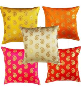 Indian Handmade Silk Fabric Cushion <b>Cover</b> with Zipper Closure Hotel Outdoor Home Decor <b>Sofa</b> Cushion <b>Cover</b> Diwali Festival Decor - Product Image 1