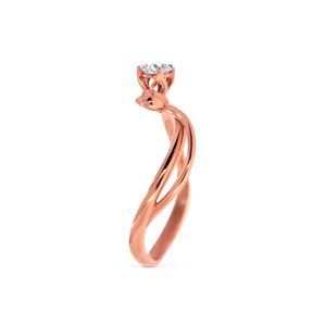 Minimalist Rose Gold Diamond <b>Ring</b> <b>Thin</b> Band with Solitaire Diamond Subtle Bypass Design Everyday Wear - Product Image 4