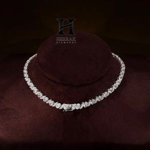 Collier de luxe en diamant ovale, plaqué platine, en argent, coupe ovale conique, style tennis, pour mariée, vente en gros, bijoux fins - Product Image 4