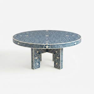 Table d'appoint ronde de luxe en os incrusté vert avec base en laiton, meuble d'appoint tambour et table de chevet avec tiroir, vente en gros - Product Image 6