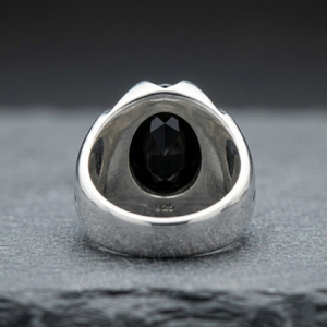 Anillo de Plata de Ley 925 para Hombre, con Ónix Negro Ovalado de 10x14mm, Engaste de Bisel, Estilo Clásico, para Uso Diario - Product Image 3
