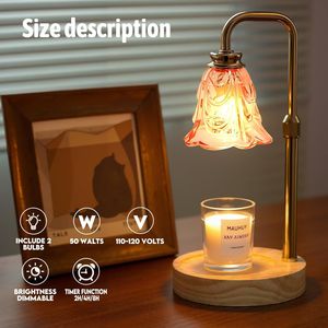 Electric Candle Warmer Lamp with <b>Timer</b> Dimmable and Adjustable Height 2 Bulbs for Jar Candles Wax Warmer 2 Ho - Product Image 5