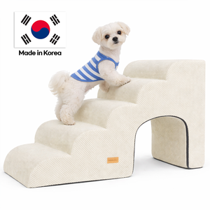 [AllmioPet] Escaleras para Mascotas de 5 Peldaños Estilo Cueva, Color Marfil, AMP C5 IV, 3 en 1, Seguras y Cómodas para Perros, Gatos, Cachorros y Gatitos, para Sofá y Cama - Product Image 1
